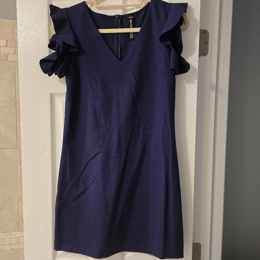 Elegant Pu Dress with Ruffle Sleeves